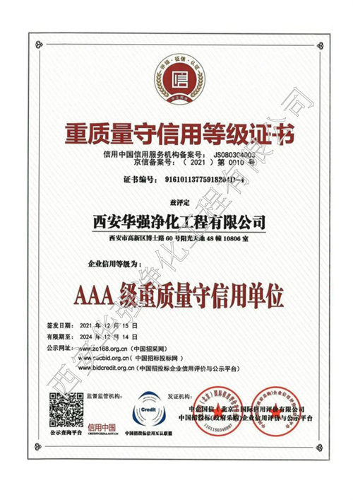 重质量守信用等级证书